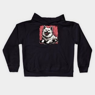 Retro Art American Eskimo Dog Lover Kids Hoodie